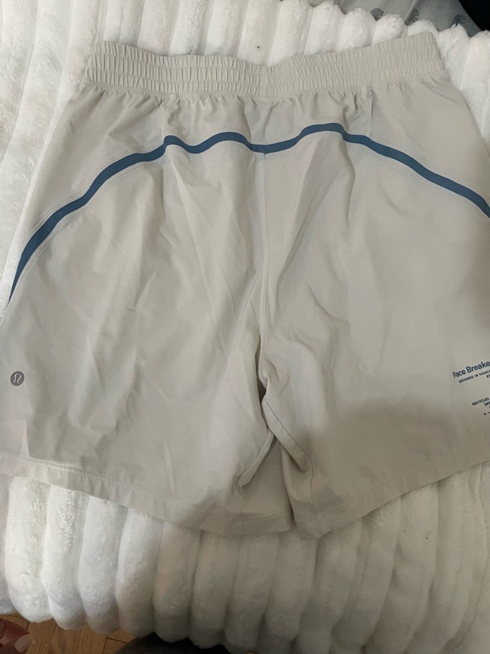 Lululemon Pace Breaker™ White Athletic Shorts with Blue Trim - Picture 6 of 15